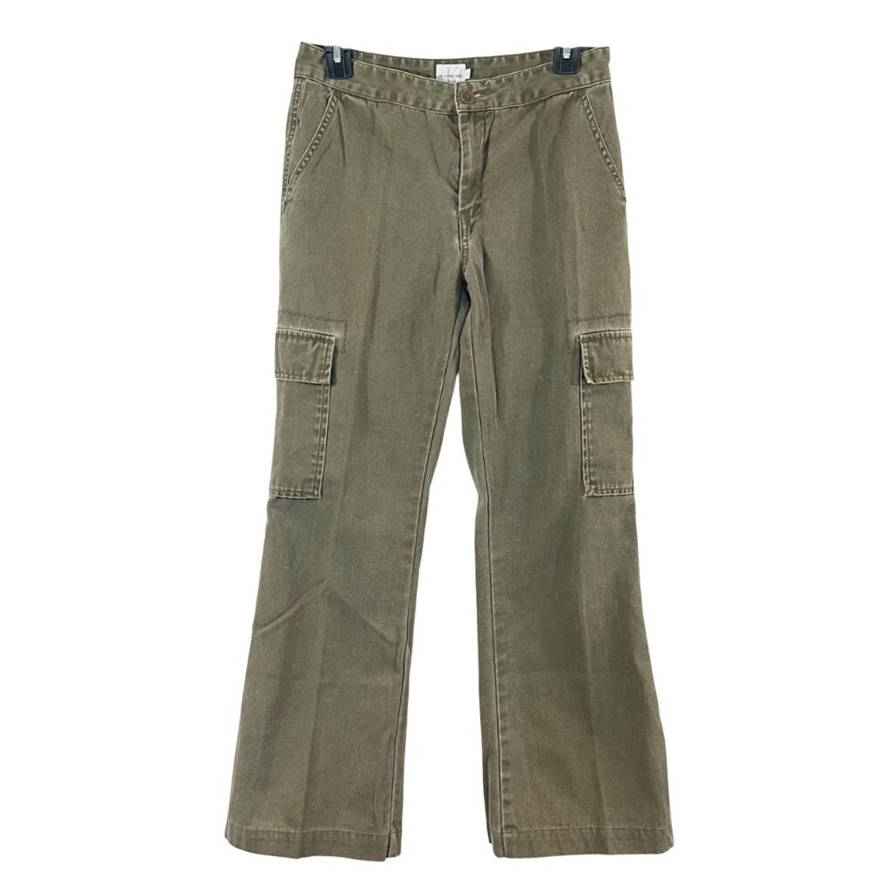 Vintage Calvin Klein Green Twill Cargo Pants Wide Leg Y2K Gorpcore - Size 4